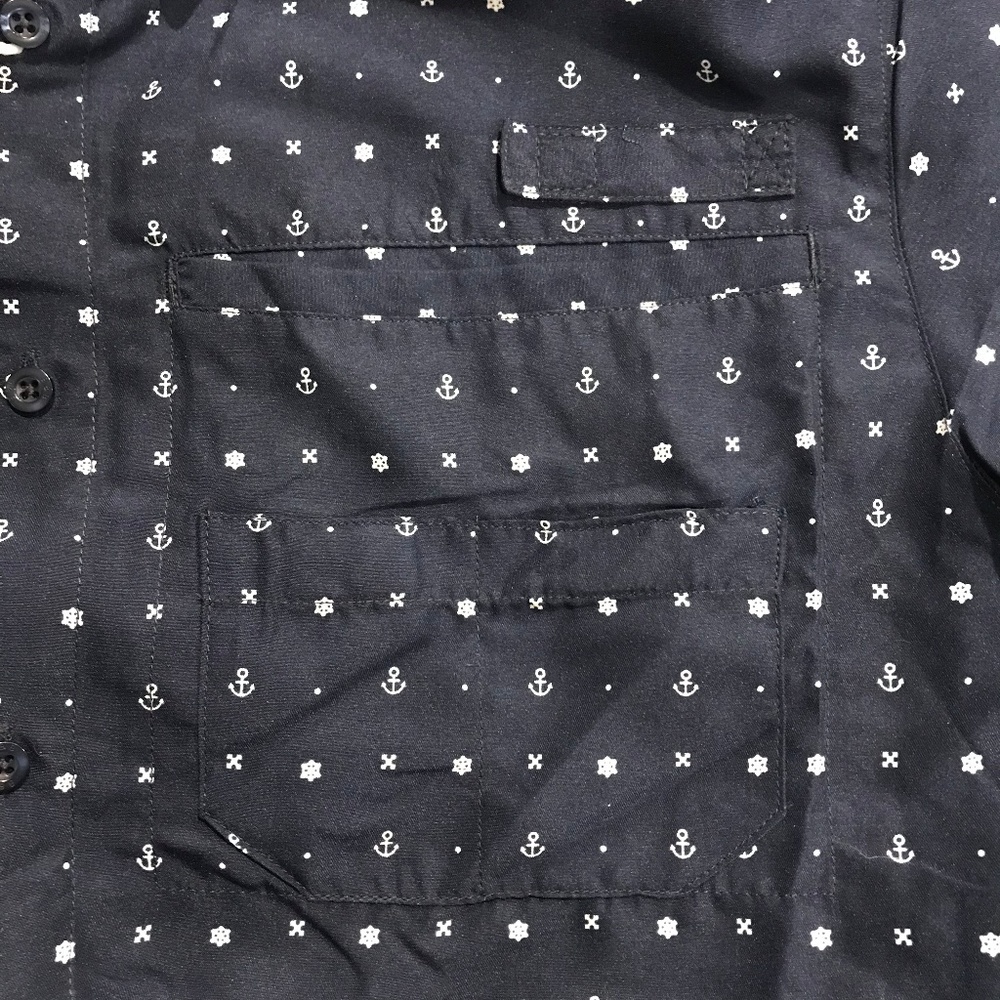 Men's Nautical Navy White Cotton Poly Shirt - Picture 6 of 7